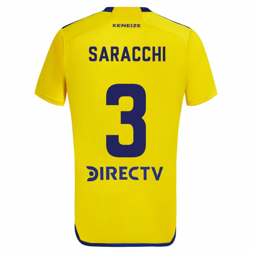 Dames Marcelo Saracchi #3 Geel Blauw Uitshirt Uittenue 2024/25 T-Shirt