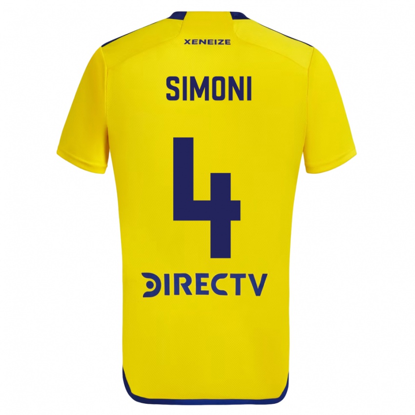 Dames Tiago Simoni #4 Geel Blauw Uitshirt Uittenue 2024/25 T-Shirt