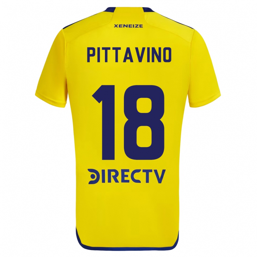 Dames Rodrigo Pittavino #18 Geel Blauw Uitshirt Uittenue 2024/25 T-Shirt