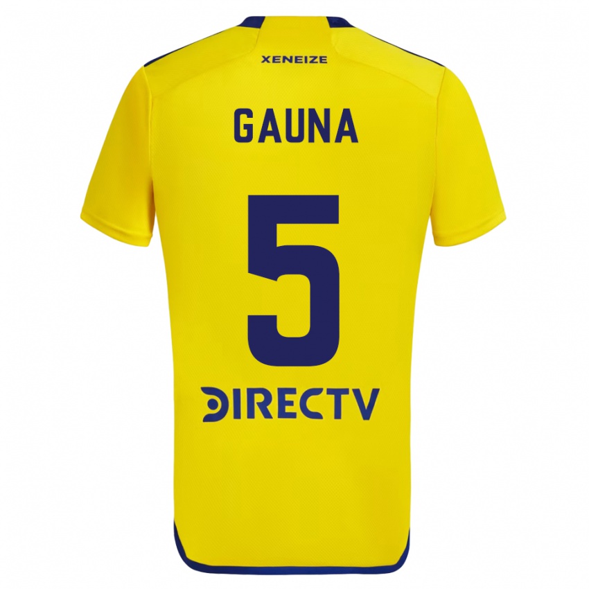 Dames Santiago Gauna #5 Geel Blauw Uitshirt Uittenue 2024/25 T-Shirt