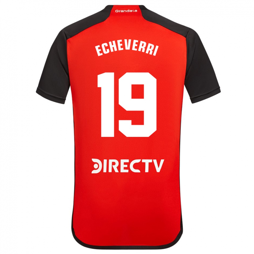 Dames Claudio Echeverri #19 Rood Zwart Wit Uitshirt Uittenue 2024/25 T-Shirt