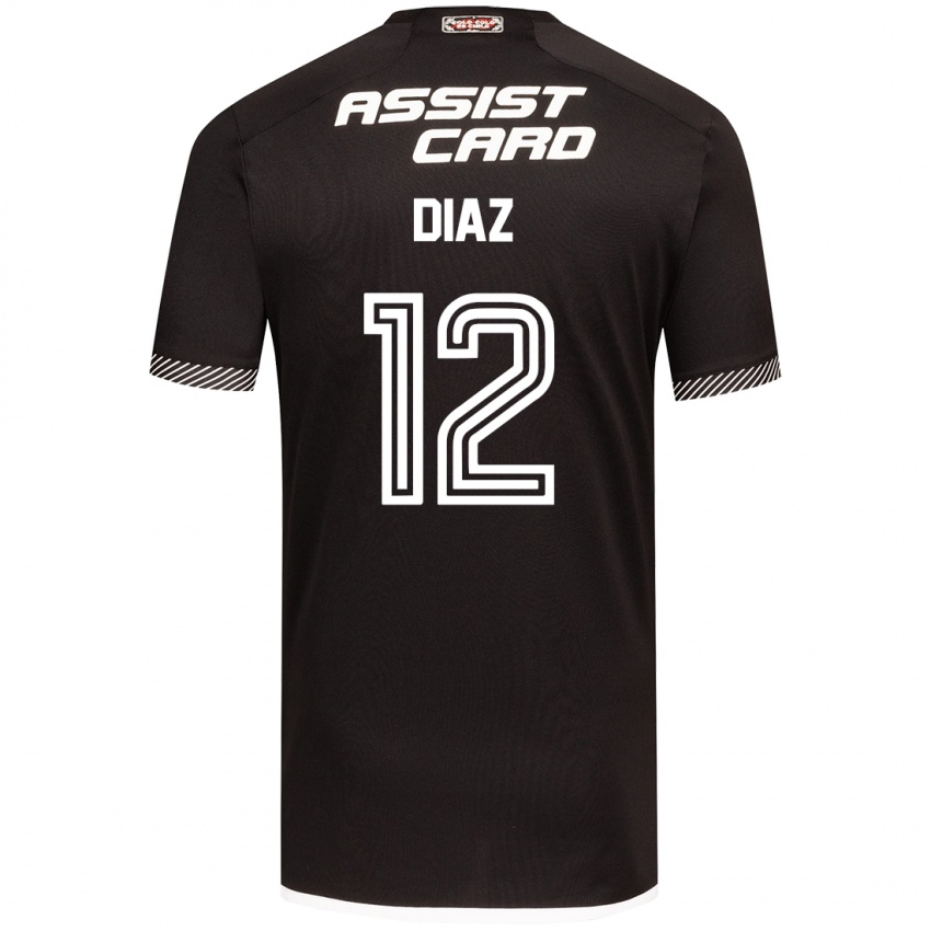 Dames Javiera Díaz #12 Zwart Wit Uitshirt Uittenue 2024/25 T-Shirt