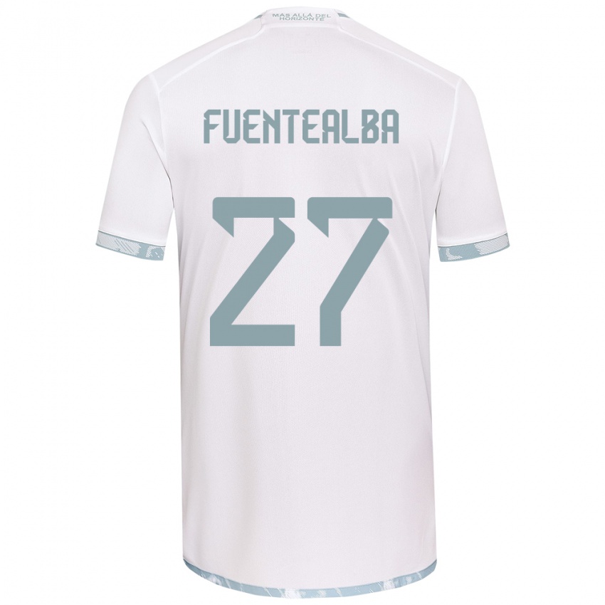 Dames Jeison Fuentealba #27 Wit Grijs Uitshirt Uittenue 2024/25 T-Shirt