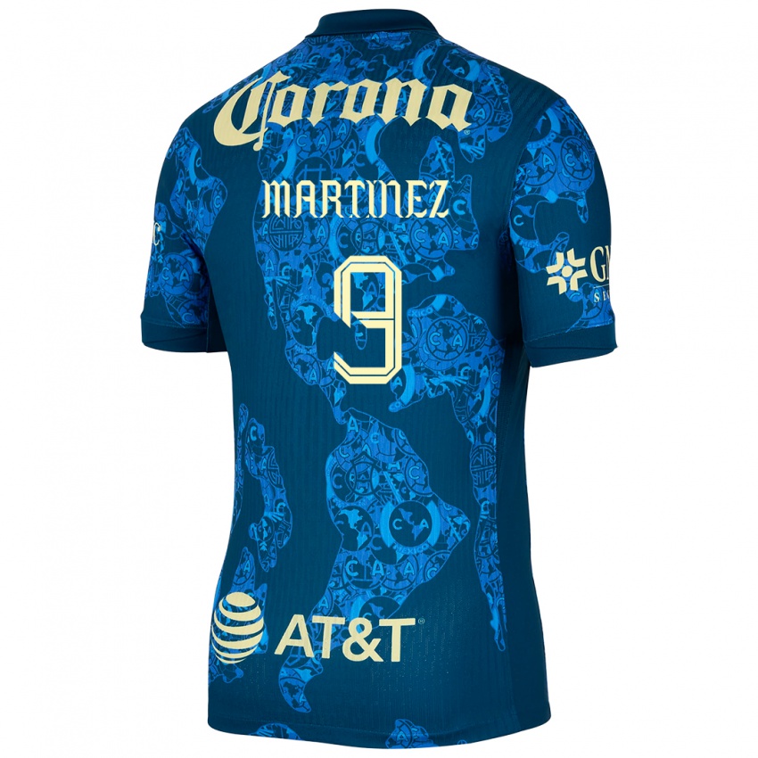 Dames Katty Martinez #9 Blauw Geel Uitshirt Uittenue 2024/25 T-Shirt