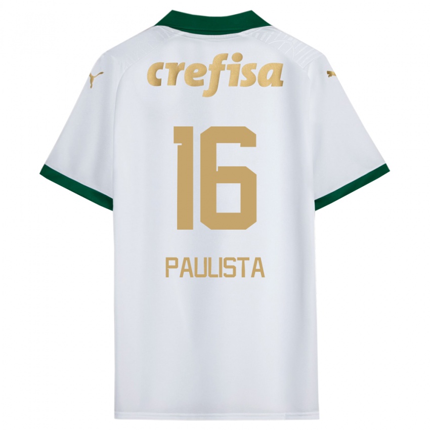 Dames Caio Paulista #16 Wit Groen Uitshirt Uittenue 2024/25 T-Shirt