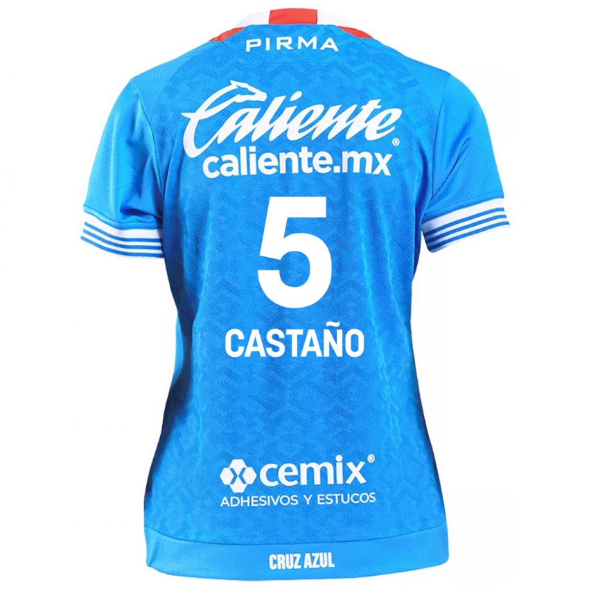 Kinderen Kevin Castaño #5 Hemelsblauw Thuisshirt Thuistenue 2024/25 T-Shirt