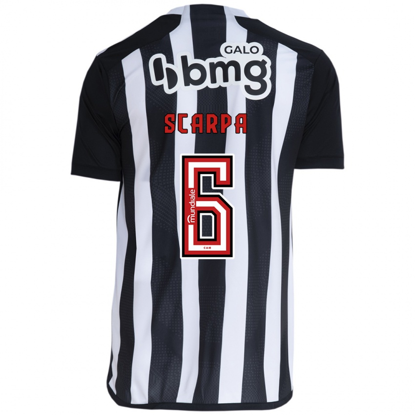 Kinderen Gustavo Scarpa #6 Wit Zwart Thuisshirt Thuistenue 2024/25 T-Shirt