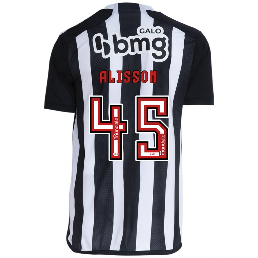 Kinderen Alisson #45 Wit Zwart Thuisshirt Thuistenue 2024/25 T-Shirt