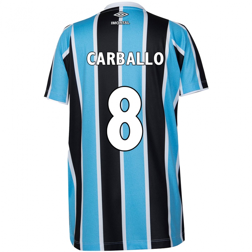 Kinderen Felipe Carballo #8 Blauw Zwart Wit Thuisshirt Thuistenue 2024/25 T-Shirt