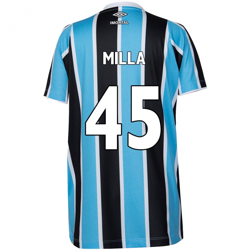 Kinderen Lucas Milla #45 Blauw Zwart Wit Thuisshirt Thuistenue 2024/25 T-Shirt