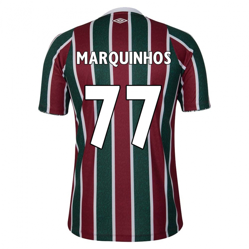 Kinderen Marquinhos #77 Groen Kastanjebruin Wit Thuisshirt Thuistenue 2024/25 T-Shirt