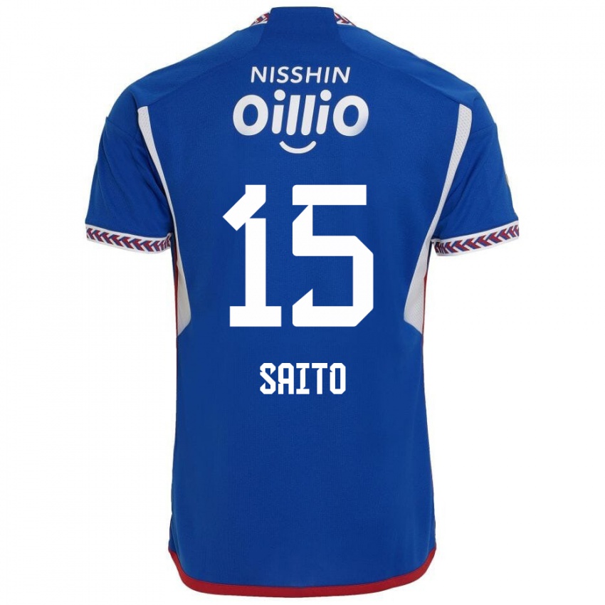 Kinderen Haru Saito #15 Blauw Wit Rood Thuisshirt Thuistenue 2024/25 T-Shirt