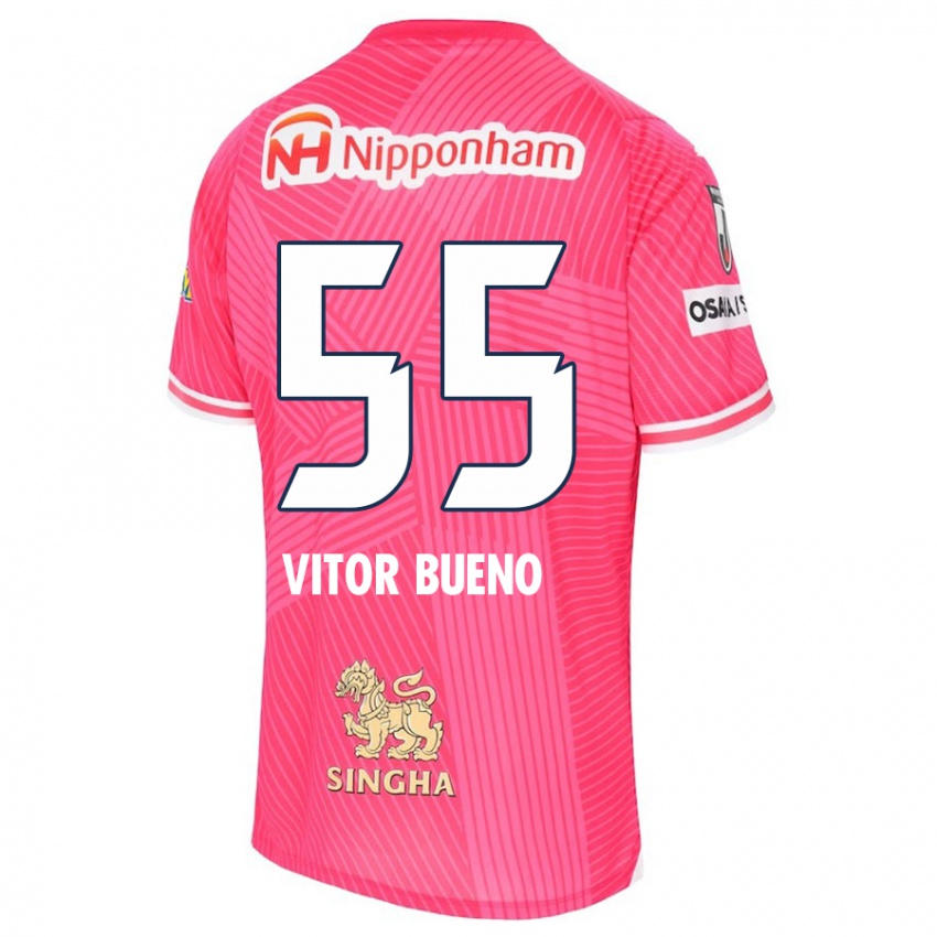 Kinderen Vitor Bueno #55 Roze Wit Thuisshirt Thuistenue 2024/25 T-Shirt