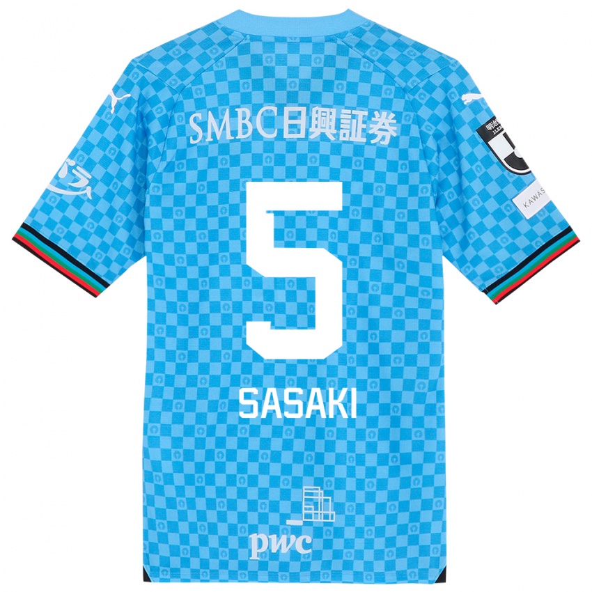 Kinderen Asahi Sasaki #5 Azuur Blauw Thuisshirt Thuistenue 2024/25 T-Shirt