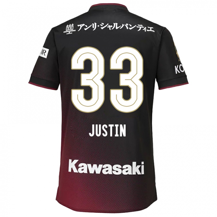 Kinderen Justin Homma #33 Zwart Rood Thuisshirt Thuistenue 2024/25 T-Shirt