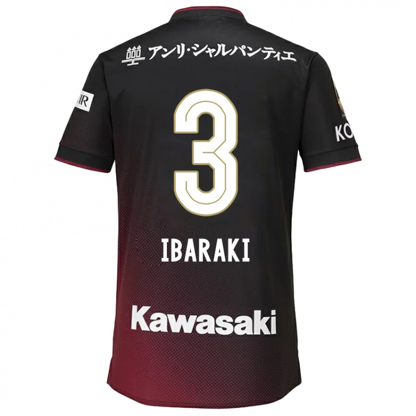 Kinderen Riku Ibaraki #3 Zwart Rood Thuisshirt Thuistenue 2024/25 T-Shirt