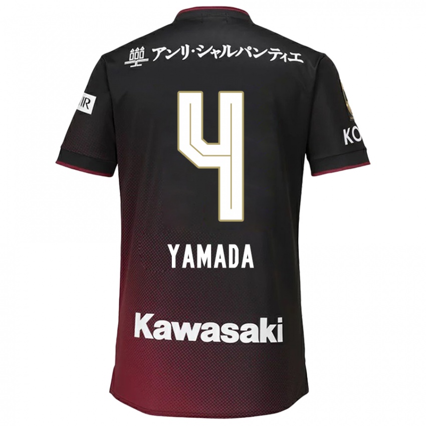 Kinderen Kaito Yamada #4 Zwart Rood Thuisshirt Thuistenue 2024/25 T-Shirt