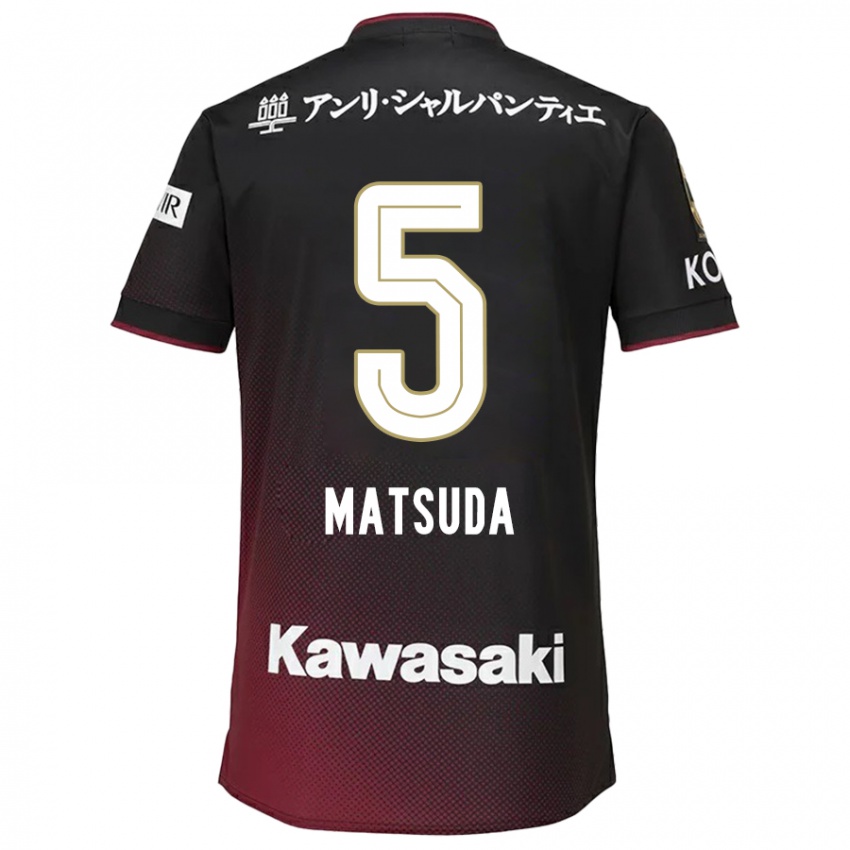 Kinderen Shido Matsuda #5 Zwart Rood Thuisshirt Thuistenue 2024/25 T-Shirt