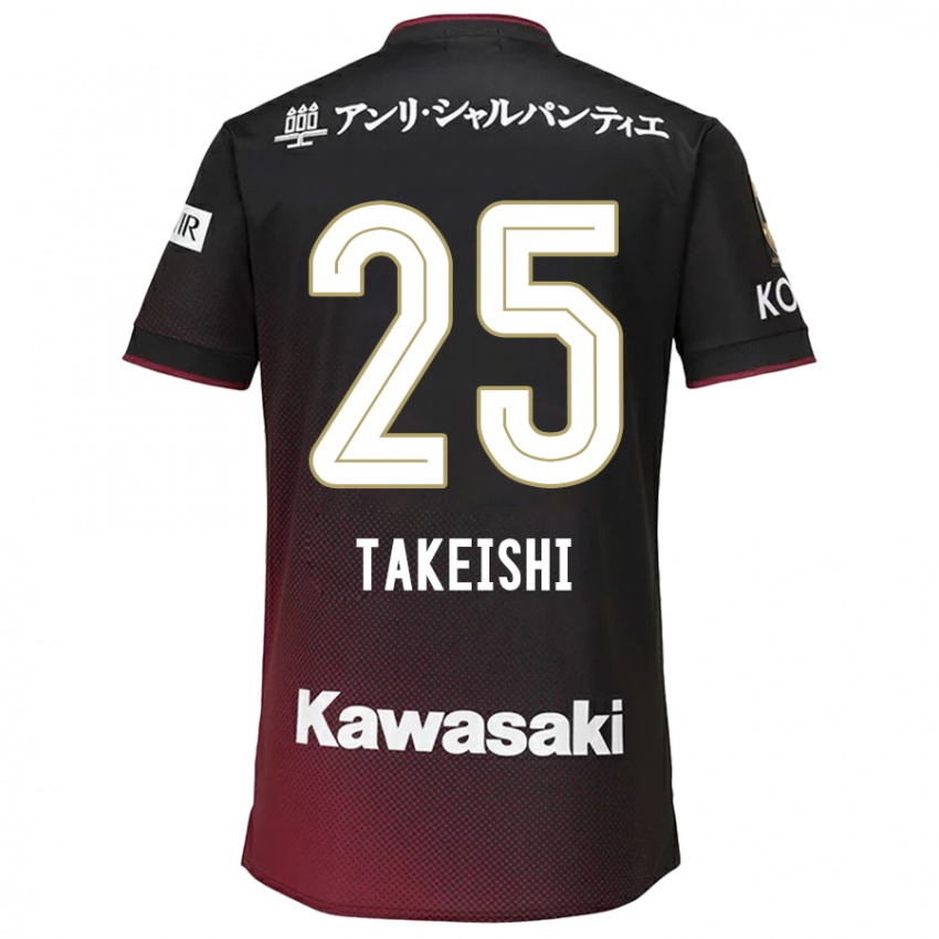 Kinderen Tsubasa Takeishi #25 Zwart Rood Thuisshirt Thuistenue 2024/25 T-Shirt