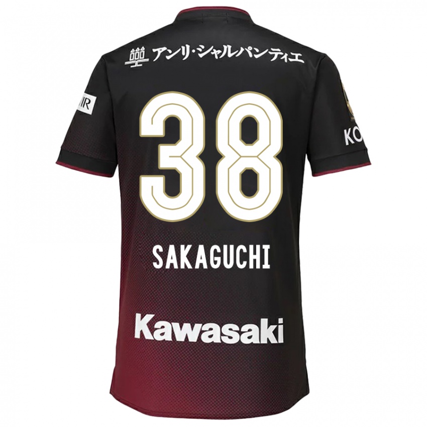 Kinderen Yuki Sakaguchi #38 Zwart Rood Thuisshirt Thuistenue 2024/25 T-Shirt