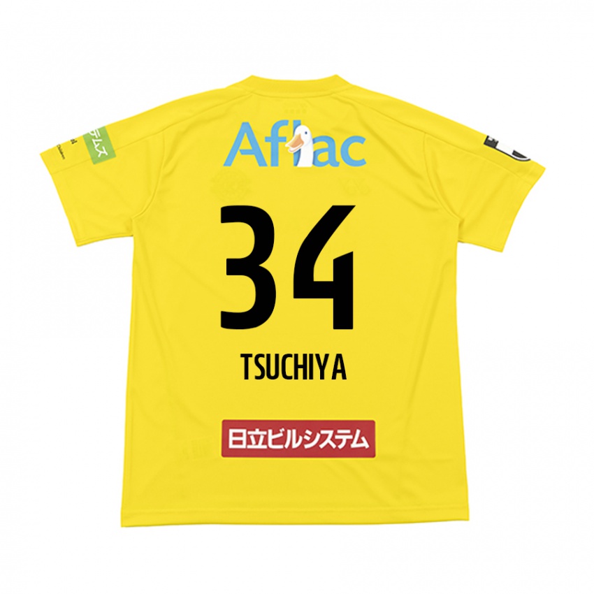 Kinderen Takumi Tsuchiya #34 Geel Zwart Thuisshirt Thuistenue 2024/25 T-Shirt