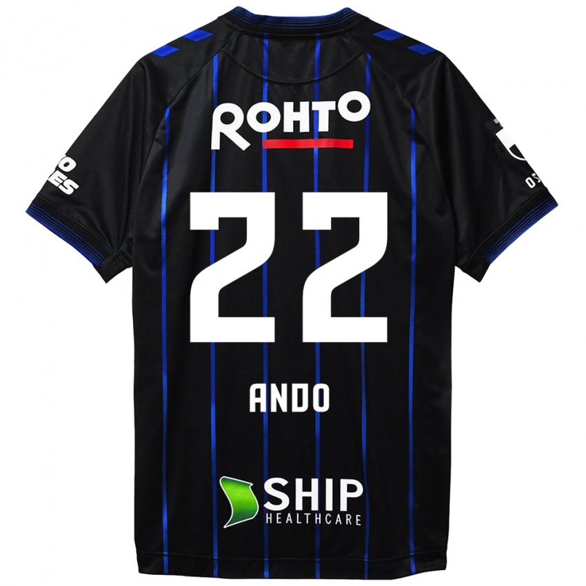 Kinderen Rikuto Ando #22 Zwart Blauw Thuisshirt Thuistenue 2024/25 T-Shirt