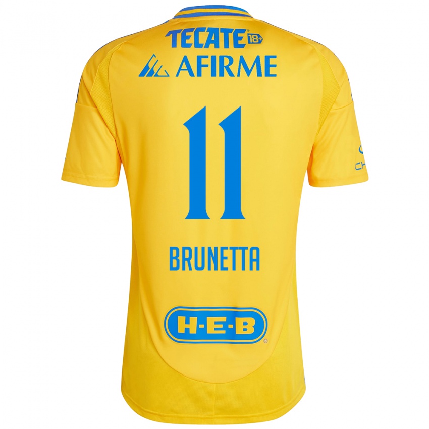 Kinderen Juan Brunetta #11 Goud Geel Thuisshirt Thuistenue 2024/25 T-Shirt