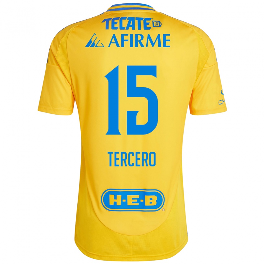 Kinderen Eduardo Tercero #15 Goud Geel Thuisshirt Thuistenue 2024/25 T-Shirt