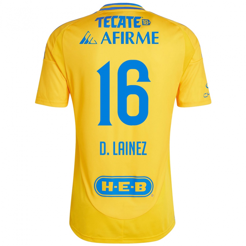 Kinderen Diego Lainez #16 Goud Geel Thuisshirt Thuistenue 2024/25 T-Shirt