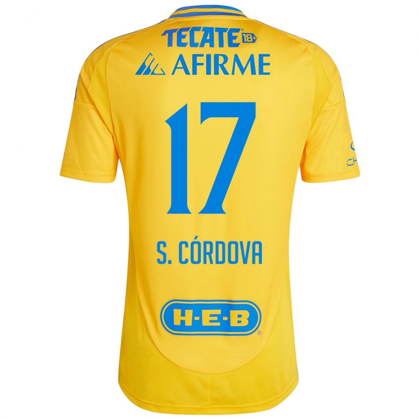 Kinderen Sebastian Cordova #17 Goud Geel Thuisshirt Thuistenue 2024/25 T-Shirt