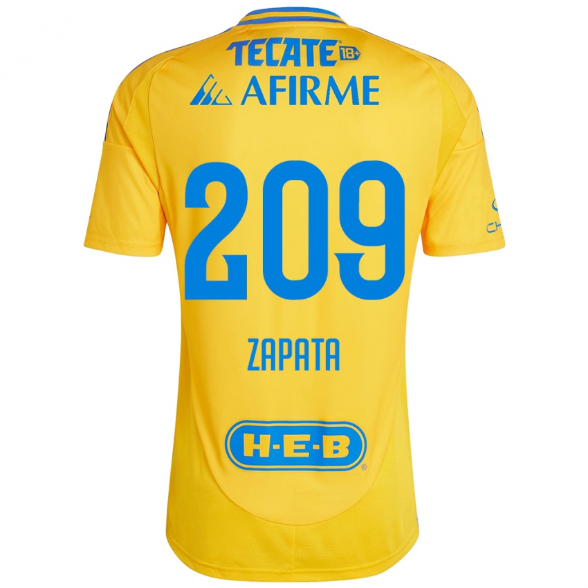 Kinderen Jorge Zapata #209 Goud Geel Thuisshirt Thuistenue 2024/25 T-Shirt