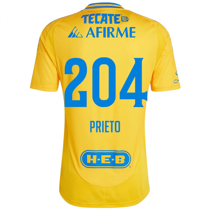 Kinderen Leonel Prieto #204 Goud Geel Thuisshirt Thuistenue 2024/25 T-Shirt