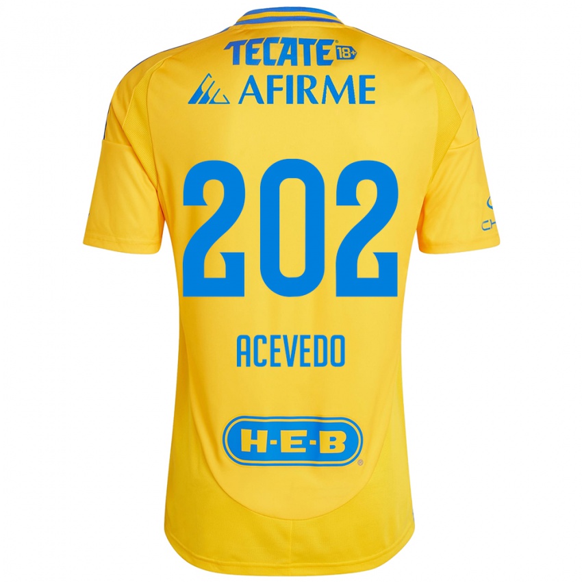 Kinderen José Acevedo #202 Goud Geel Thuisshirt Thuistenue 2024/25 T-Shirt