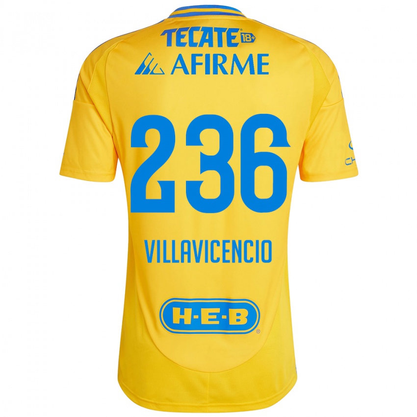 Kinderen Edgar Villavicencio #236 Goud Geel Thuisshirt Thuistenue 2024/25 T-Shirt