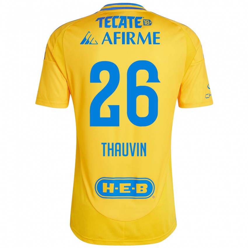 Kinderen Florian Thauvin #26 Goud Geel Thuisshirt Thuistenue 2024/25 T-Shirt