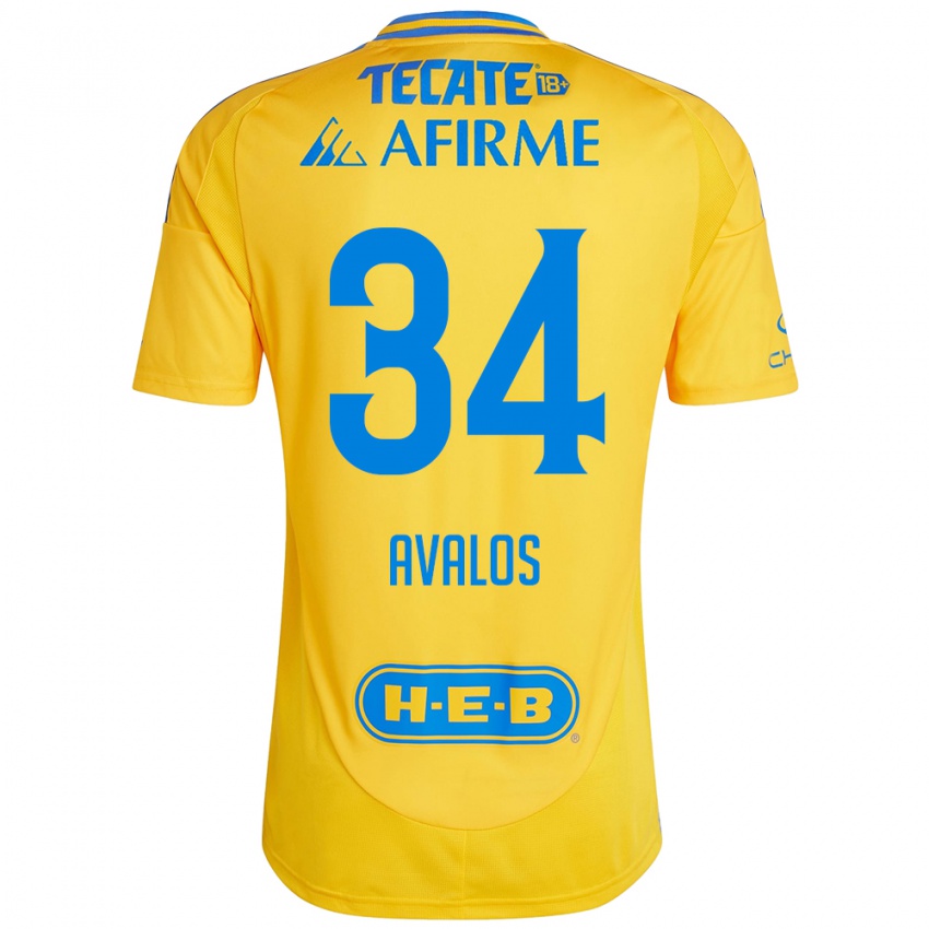 Kinderen Erick Avalos #34 Goud Geel Thuisshirt Thuistenue 2024/25 T-Shirt