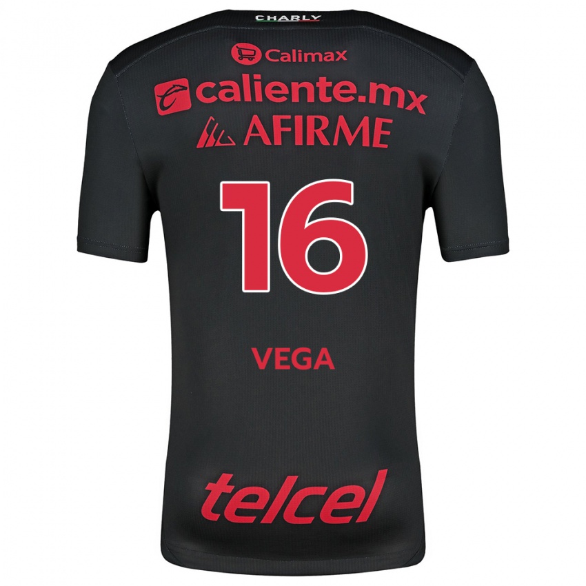 Kinderen Jesús Vega #16 Zwart Rood Thuisshirt Thuistenue 2024/25 T-Shirt