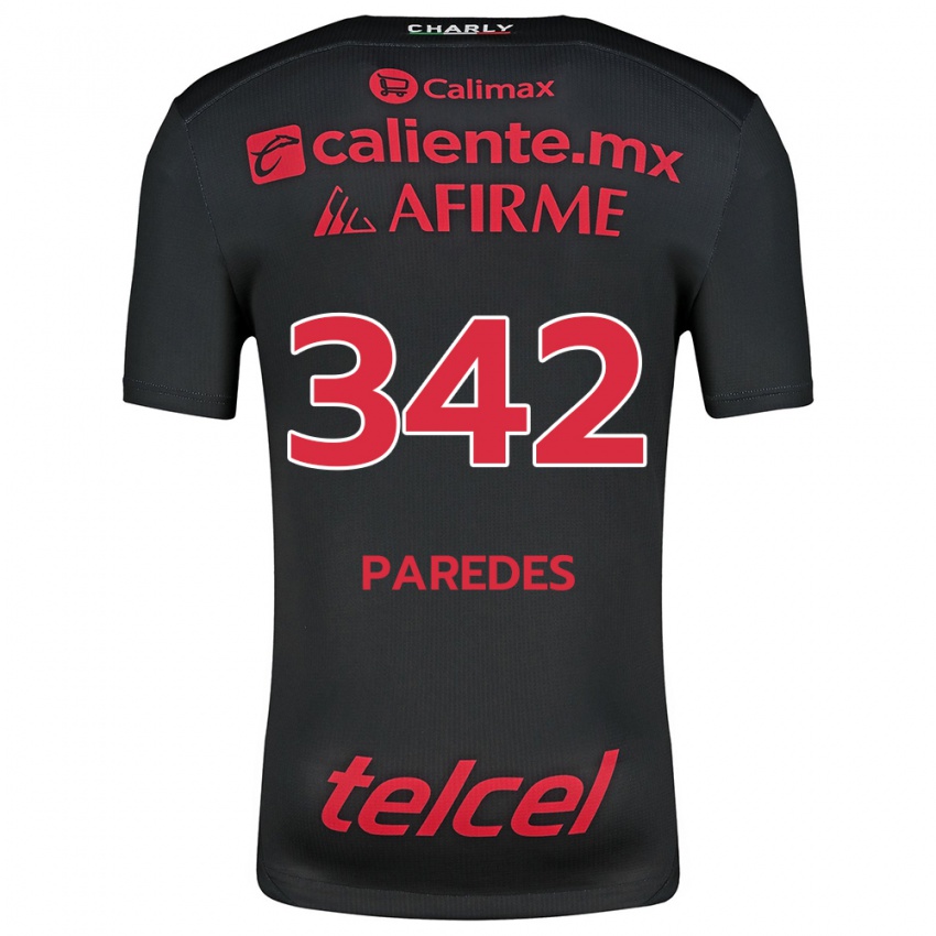 Kinderen Santiago Paredes #342 Zwart Rood Thuisshirt Thuistenue 2024/25 T-Shirt