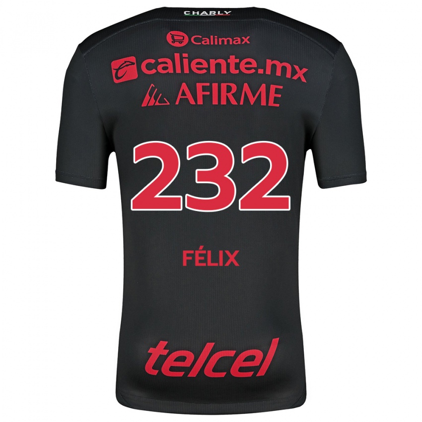 Kinderen Erick Félix #232 Zwart Rood Thuisshirt Thuistenue 2024/25 T-Shirt