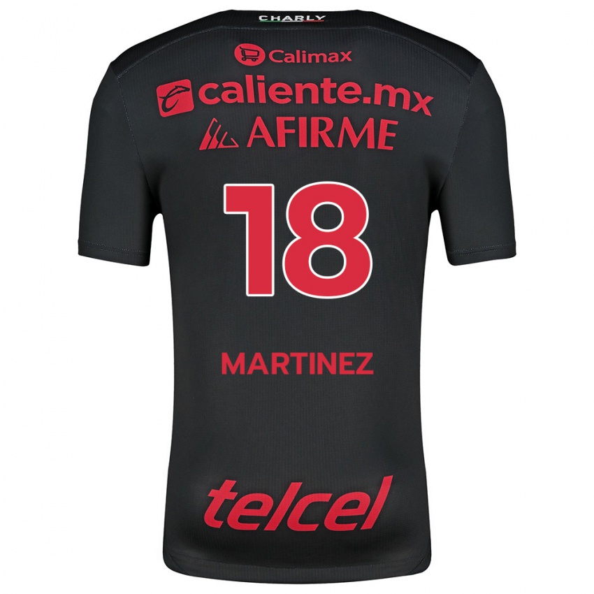 Kinderen Natividad Martínez #18 Zwart Rood Thuisshirt Thuistenue 2024/25 T-Shirt