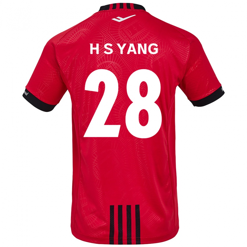 Kinderen Seung-Hyeon Yang #28 Rood Zwart Thuisshirt Thuistenue 2024/25 T-Shirt