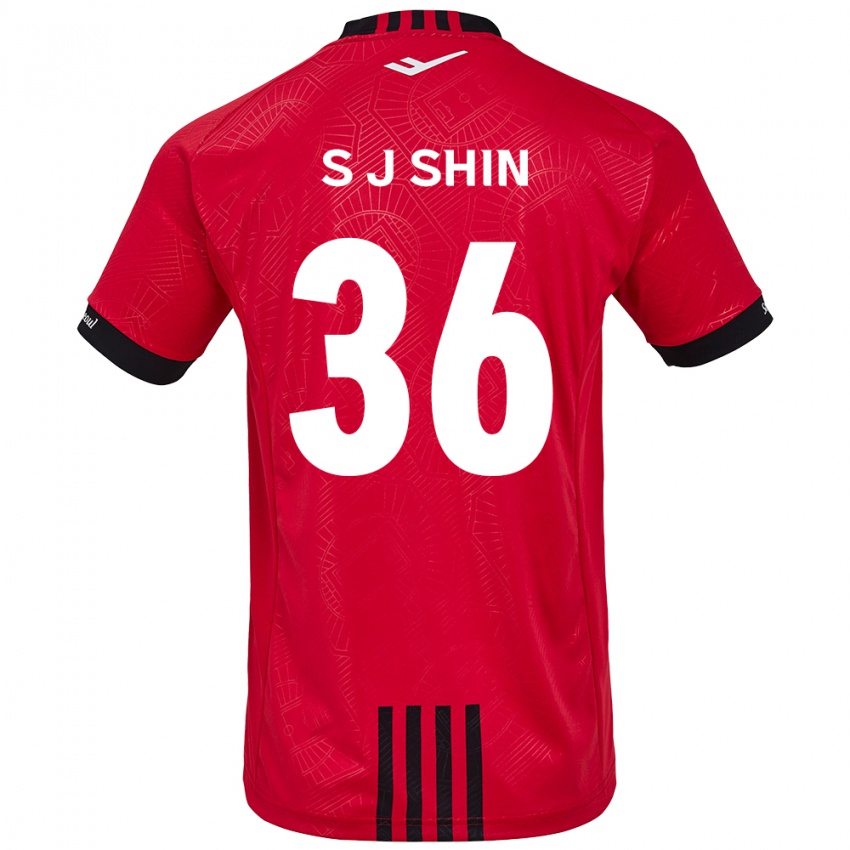 Kinderen Ji-Seop Shin #36 Rood Zwart Thuisshirt Thuistenue 2024/25 T-Shirt