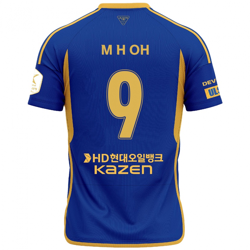 Kinderen Hyun-Min Oh #9 Blauw Geel Thuisshirt Thuistenue 2024/25 T-Shirt