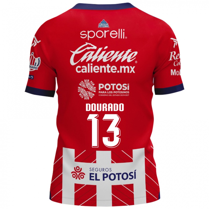 Kinderen Rodrigo Dourado #13 Rood Wit Thuisshirt Thuistenue 2024/25 T-Shirt