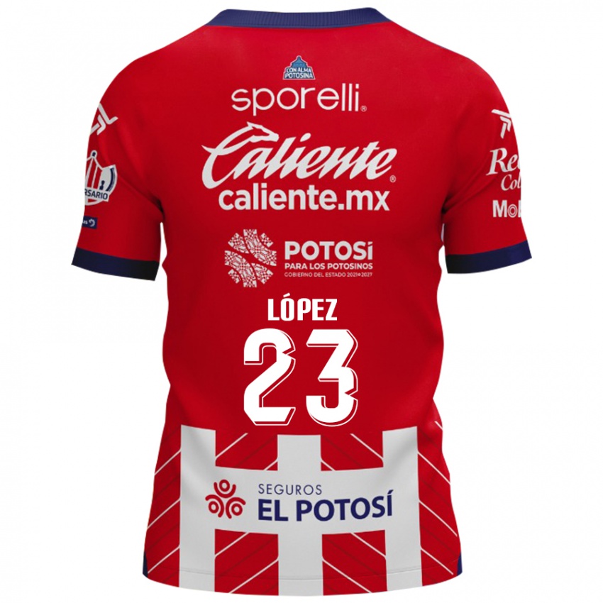 Kinderen César López #23 Rood Wit Thuisshirt Thuistenue 2024/25 T-Shirt