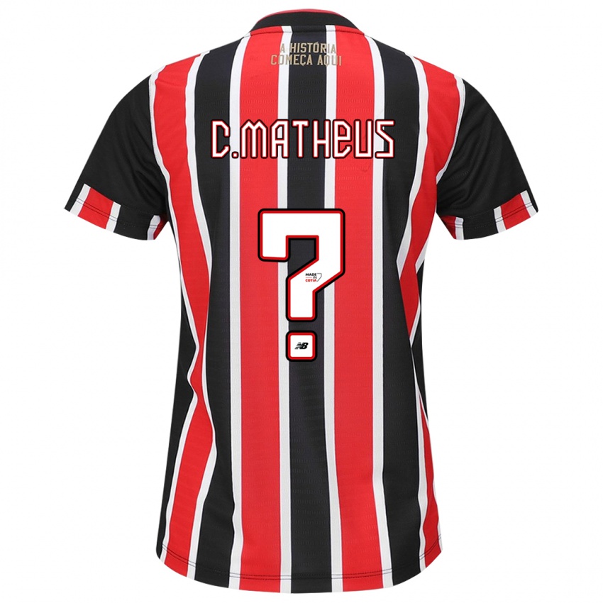 Kinderen Caio Matheus #0 Zwart Rood Wit Uitshirt Uittenue 2024/25 T-Shirt