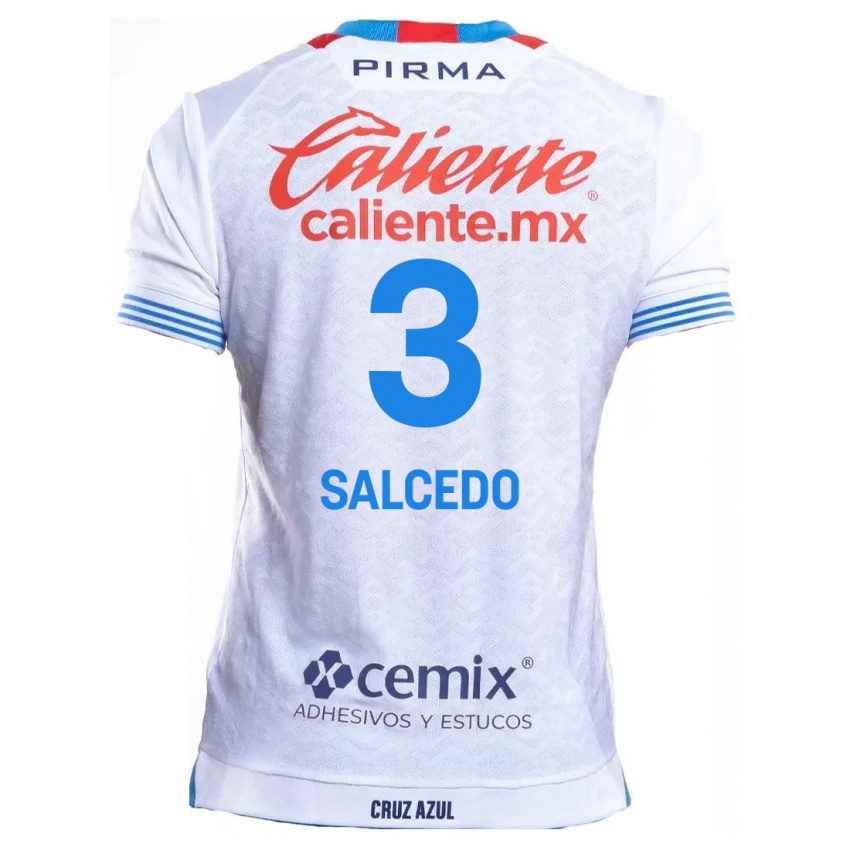 Kinderen Carlos Salcedo #3 Wit Blauw Uitshirt Uittenue 2024/25 T-Shirt