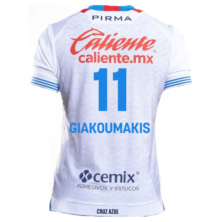 Kinderen Georgios Giakoumakis #11 Wit Blauw Uitshirt Uittenue 2024/25 T-Shirt