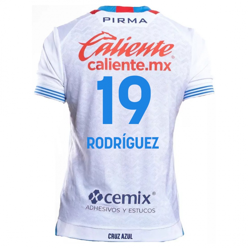 Kinderen Carlos Rodríguez #19 Wit Blauw Uitshirt Uittenue 2024/25 T-Shirt