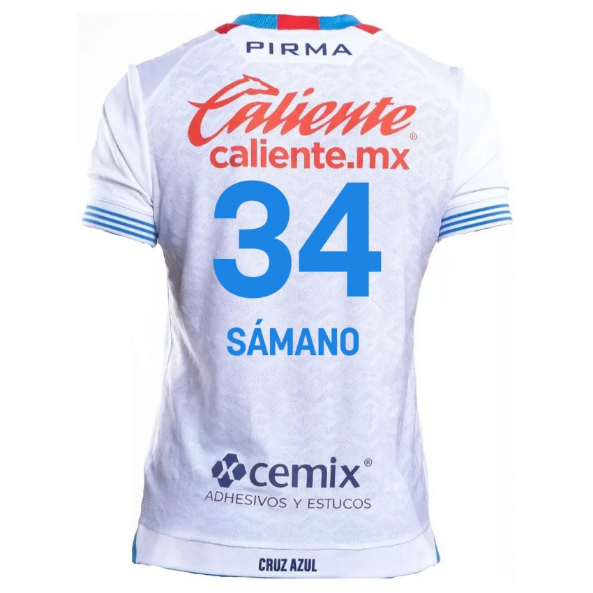 Kinderen Leonardo Sámano #34 Wit Blauw Uitshirt Uittenue 2024/25 T-Shirt